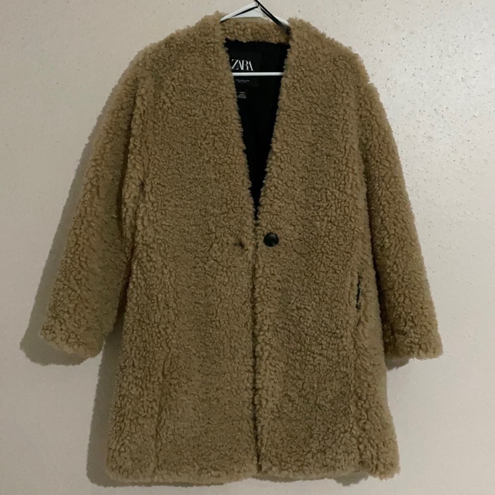 Long Tan fluffy coat